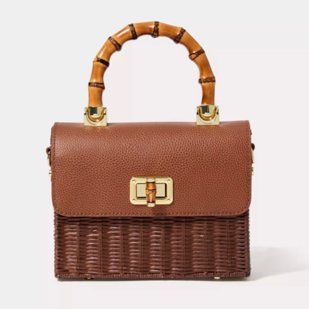 Lilly Pulitzer Maura Wicker Top Handle Bag In Brown - New With Tags